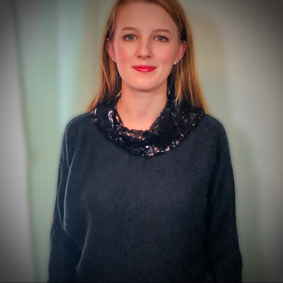 Charlotte Russe dolman L sequin cowl neck sweater - Picture 2 of 8